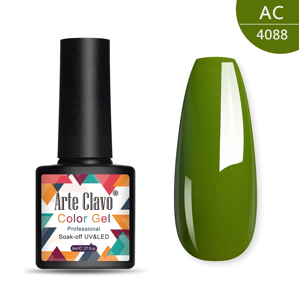 Arte Clavo 8ml green series nail gel polish Hybrid Vernis Semi Permanent UV Soak Off nail art Manicure Gel Varnishes Lak Primer