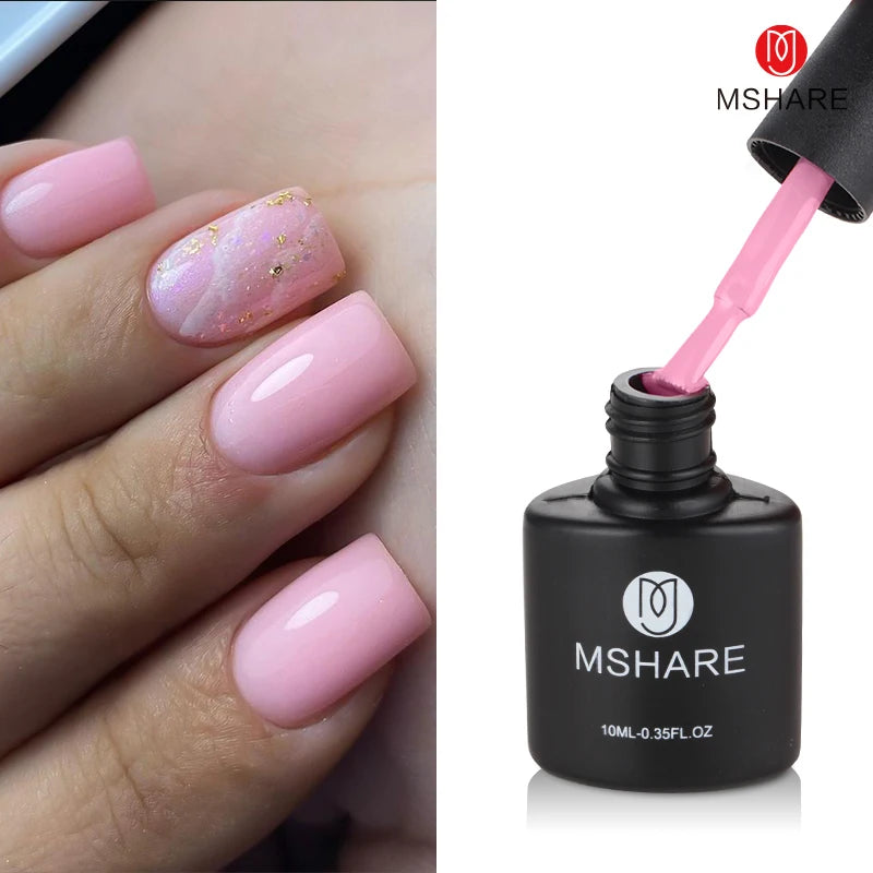 MSHARE Natural Nude Gel Nail Polish Semi Permanent Varnishes Soak Off Cured With UV LED Dryer