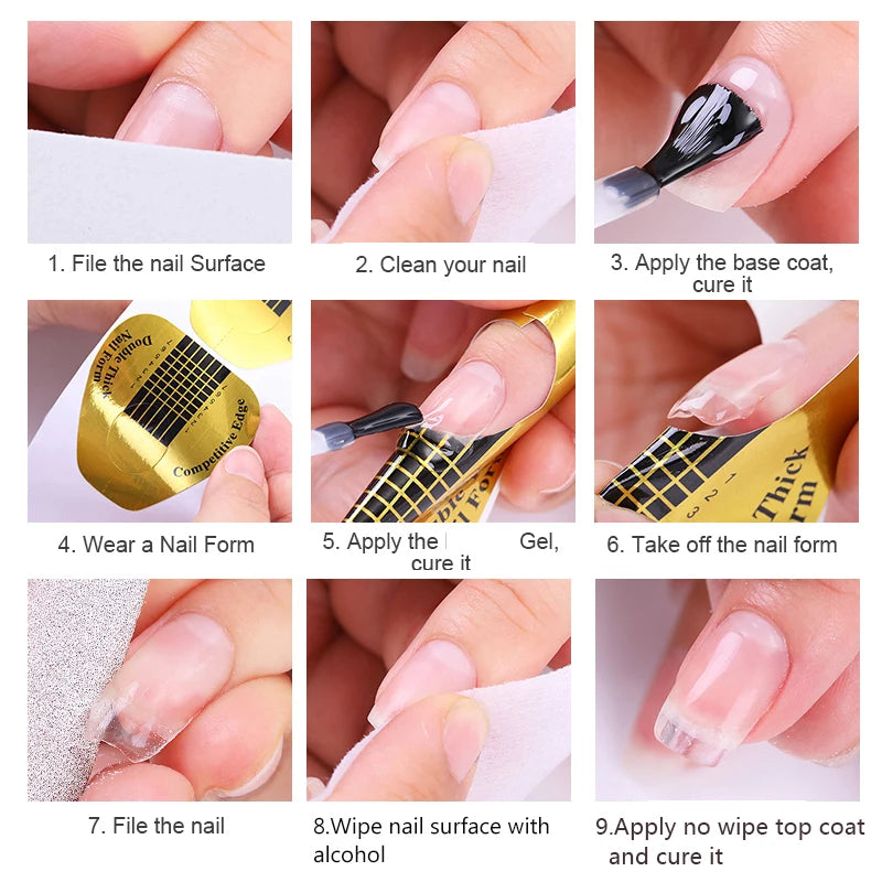 MSHARE Beige Pink Self Leveling Gel Manicure for Finger Nail Extensions Varnish Clear Lacquer Quick Building Diy at Home