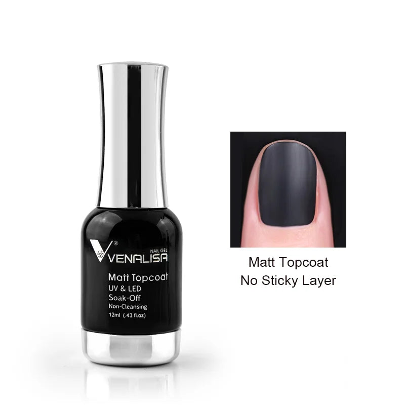 Venalisa 12ml Tempered Top Coat Bright Effect LongWear Color Natural Pink Nude Nail Gel Polish High Quality Platinum Gel Varnish