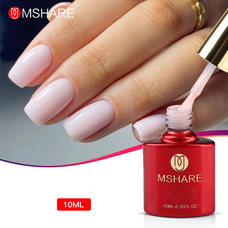 MSHARE Beige Pink Self Leveling Gel Manicure for Finger Nail Extensions Varnish Clear Lacquer Quick Building Diy at Home