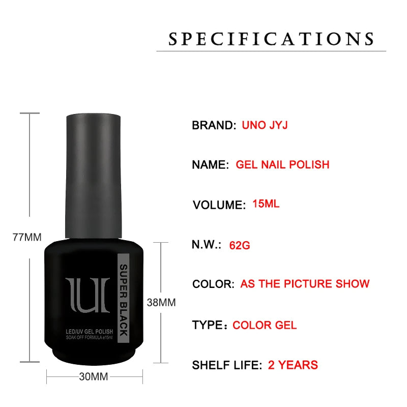 Super Black and White Semi-permanent Varnish 15ml Classic Gel Nail Polish Nails Art Basis Permanent Enamel Soak Off uv Gel lak