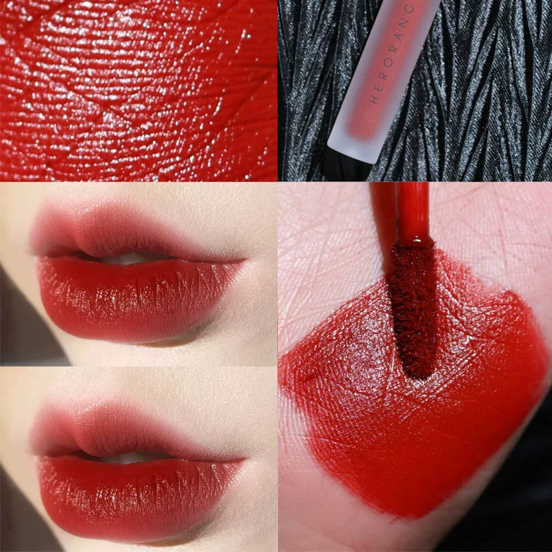 White and Red Toot Lip Lacquer No Stain on Cup! New Arrival Korean Style Low Saturation Lipstick Water Light Mirror Does Not Fade Plain Face