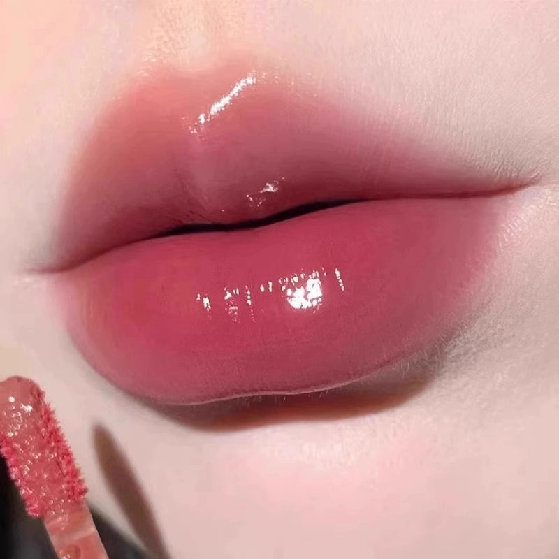 White and Red Toot Lip Lacquer No Stain on Cup! New Arrival Korean Style Low Saturation Lipstick Water Light Mirror Does Not Fade Plain Face