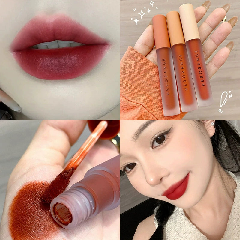 White and Red Toot Lip Lacquer No Stain on Cup! New Arrival Korean Style Low Saturation Lipstick Water Light Mirror Does Not Fade Plain Face