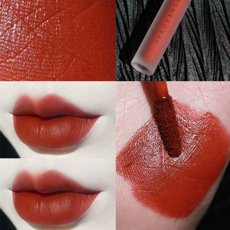 White and Red Toot Lip Lacquer No Stain on Cup! New Arrival Korean Style Low Saturation Lipstick Water Light Mirror Does Not Fade Plain Face