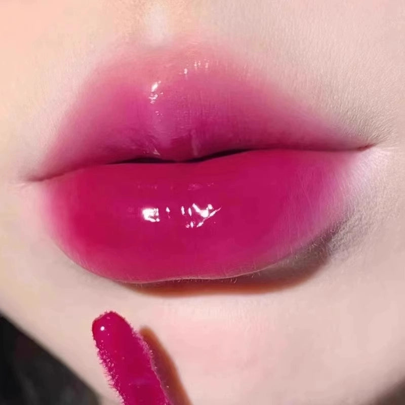 White and Red Toot Lip Lacquer No Stain on Cup! New Arrival Korean Style Low Saturation Lipstick Water Light Mirror Does Not Fade Plain Face