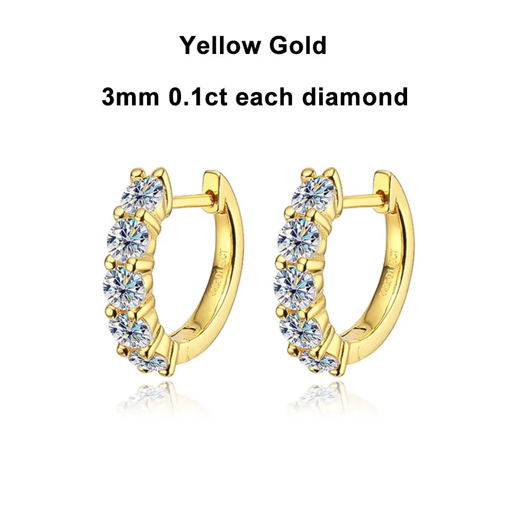 KNOBSPIN D Color Moissanite Loop Earring 925 Sterling Sliver Plated with 18k White Gold Earring for Women Sparkling Fine Jewelry