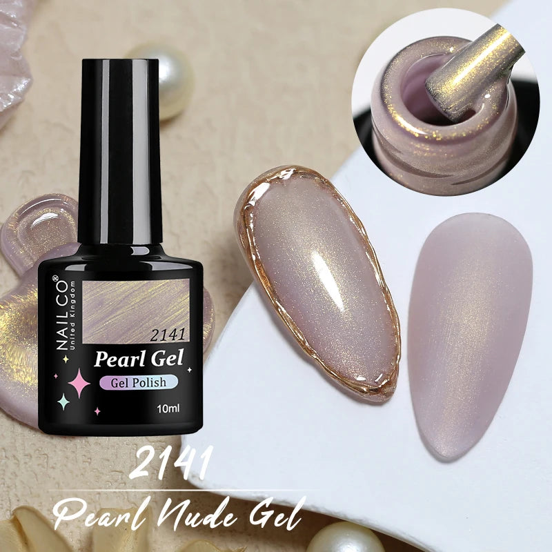 NAILCO 10ml Pearl Shell Color UV Gel Nail Polish Semi Permanent Golden Nail Art Gel Varnish Hybrid Nail Gel Polish Manicure Base