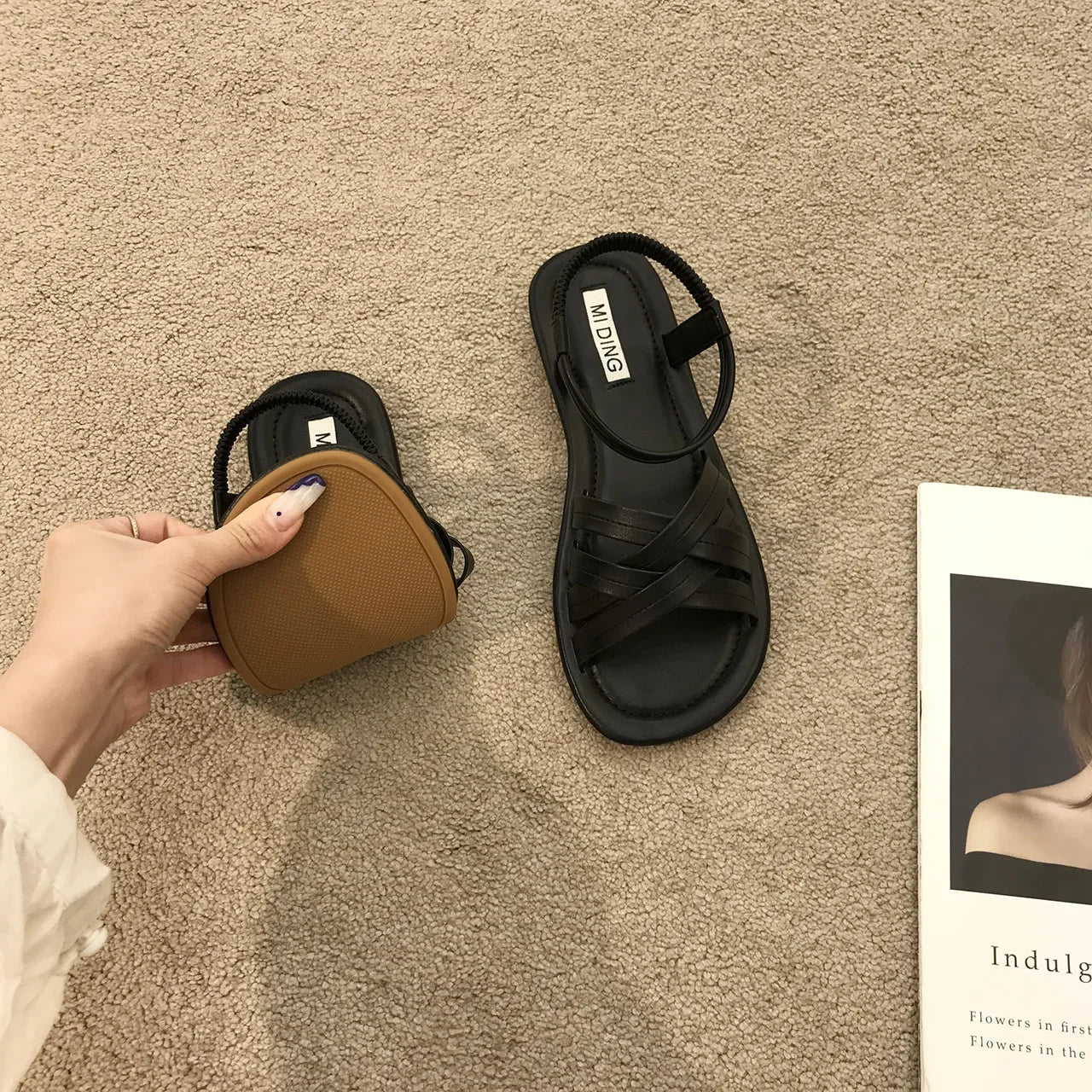 Women Sandals Classics Ankle Strap Summer Sandals Flat Shoes for Women Soft Sole Flats Sandalias Mujer Casual Summer Footwear