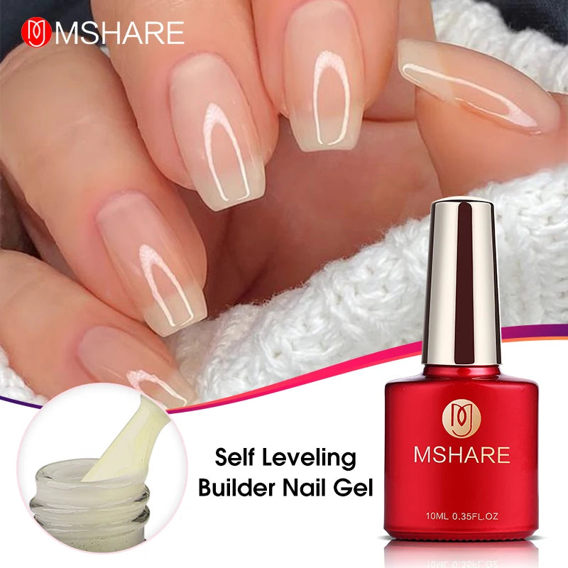 MSHARE Beige Pink Self Leveling Gel Manicure for Finger Nail Extensions Varnish Clear Lacquer Quick Building Diy at Home