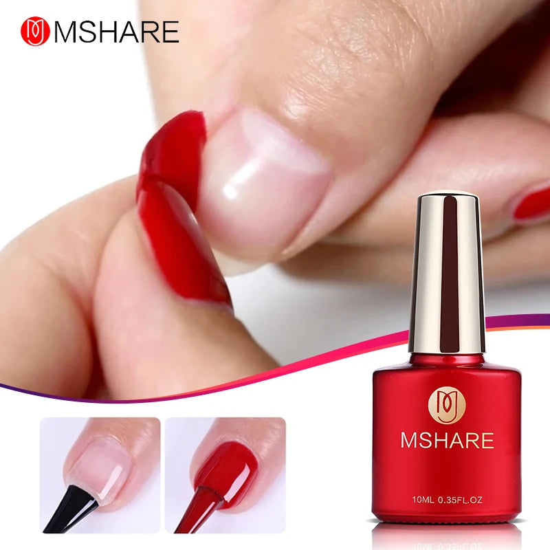 MSHARE Beige Pink Self Leveling Gel Manicure for Finger Nail Extensions Varnish Clear Lacquer Quick Building Diy at Home