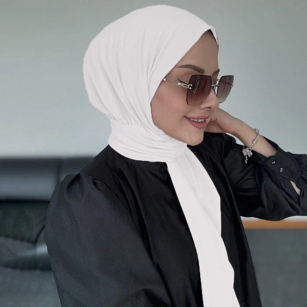 Fastener Instant Hijab for Muslim Women Ready To Wear Head Wraps Full Cover Scarf Headscarf Bonnet Plain Neck Head Shawls