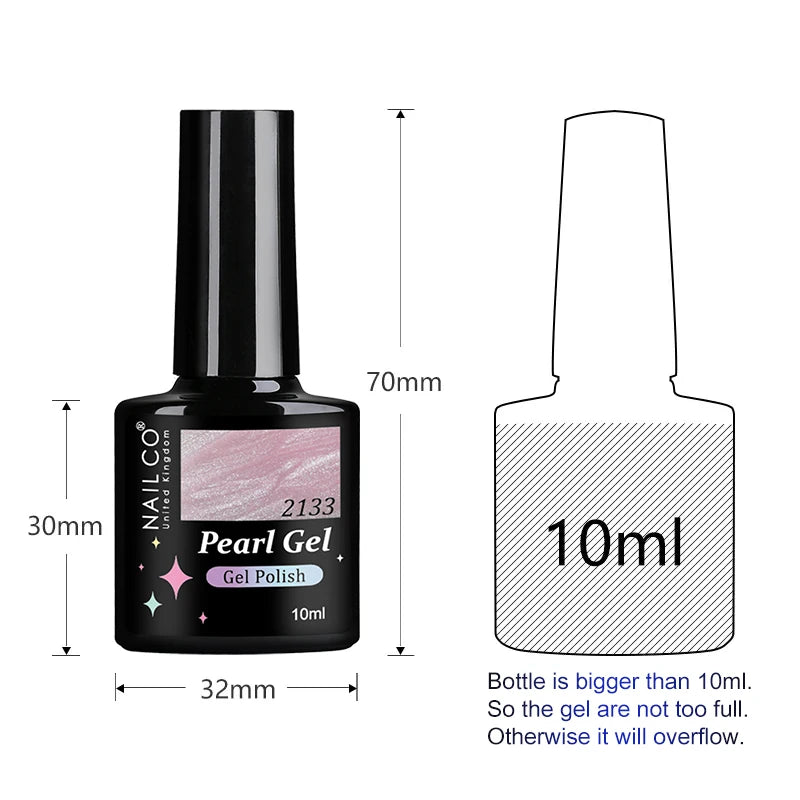 NAILCO 10ml Pearl Shell Color UV Gel Nail Polish Semi Permanent Golden Nail Art Gel Varnish Hybrid Nail Gel Polish Manicure Base