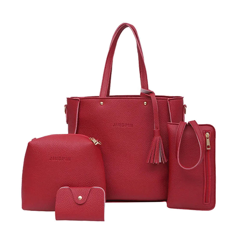 Women Four Set Handbag Shoulder Bags Four Pieces Tote Bag Crossbody Wallet Bags Women'S Handbag Sac à Mains Femme Bolsos Mujer