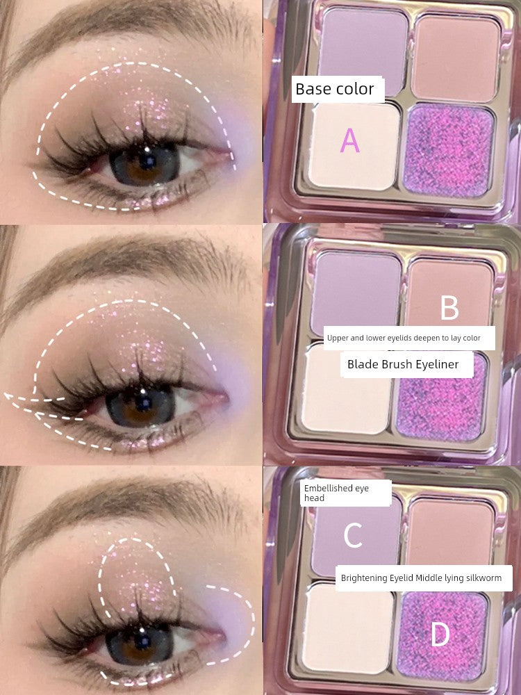 A Flash ~ What a Fairy Chameleon Eye Shadow! Gellas Four-Color Plate Smoky Makeup Clear Thin and Glittering Eyes Brightening