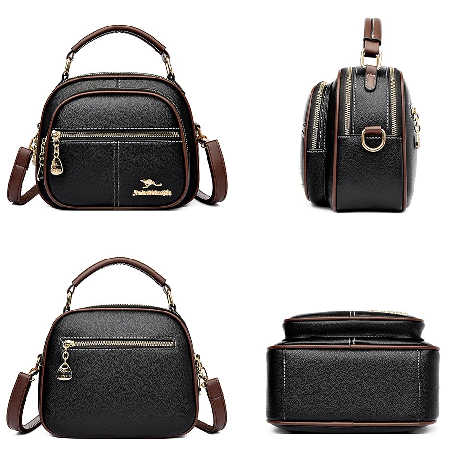 Fashion Tote Bags High Quality Soft Leather Shoulder Crossbody Bags for Women Multilayer Design Brand Female Purses and Handbags