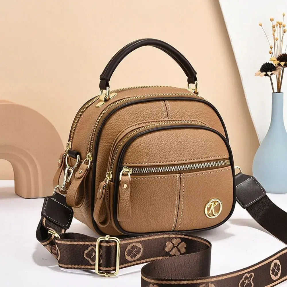 Women Satchels Multi Compartment Shoulder Bags Leather Crossbody Bag Adjustable Wide Shoulder Strap Large Capacity Handbag