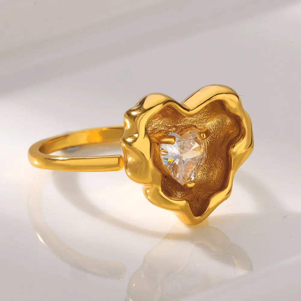 Shiny Zircon Star Moon Open Rings For Women Men Adjsuatble Gold Color Stainless Steel Ring Female Aesthetic Jewelry Gift