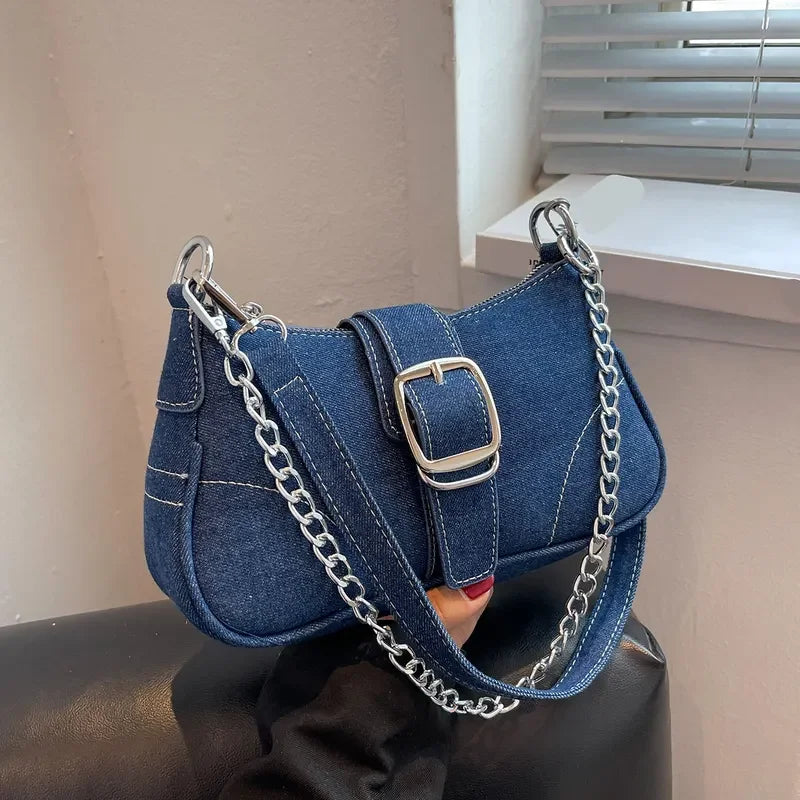 Women's new fashion Cross-shoulder bag shoulder denim bag small design Y2K exquisite jeans bag