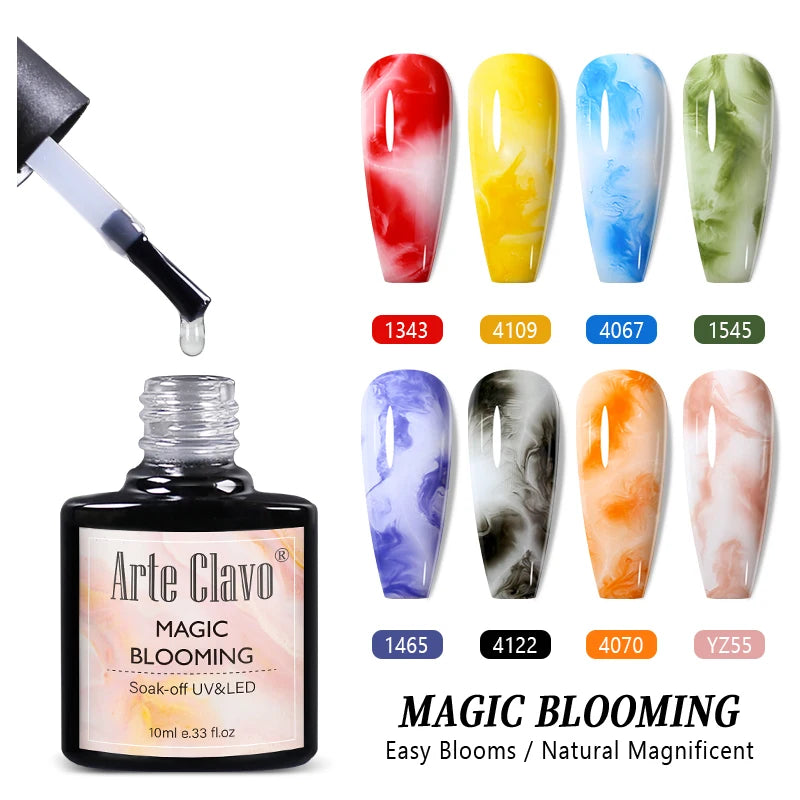 Arte Clavo Blossom Gel Nail Art Transparent Blossom Nail Polish Blooming Smook Effect Flower Gel Polish Soak off Nail Glue Gel