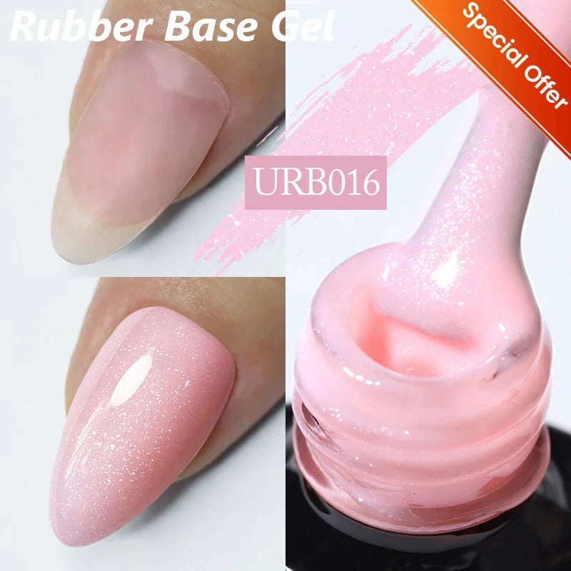 UR SUGAR 7ml Pale Pink Rubber Base Gel Nude Color Semi Permant Soak Off UV LED Self-leveling Gel Varnishes Great Coverage