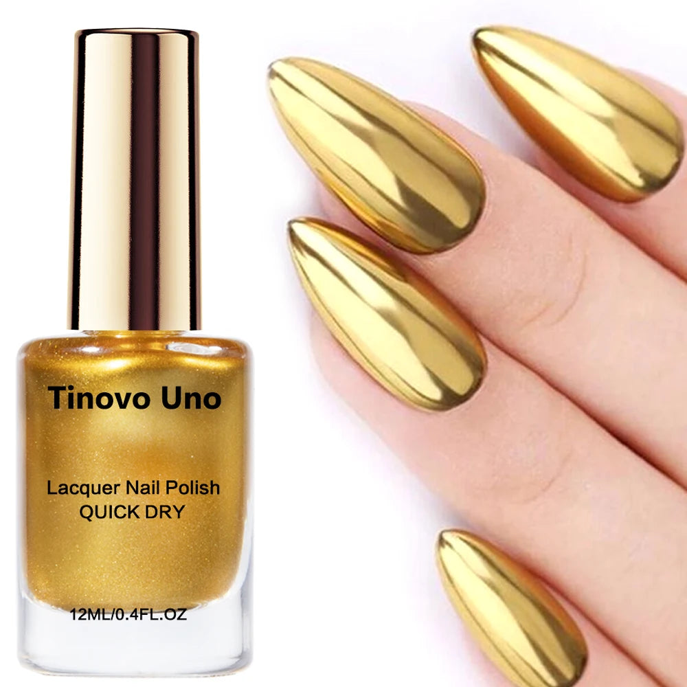 Tinovo Uno Metallic Blue Nail Polish Normal Regular Nail Lacquer Mirror Shine Finish Base Coat Top Oil Manicure Nail Supplies