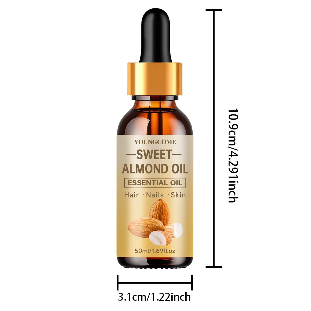 Pure natural sweet almond oil essential oil, hair moisturizer, suitable for hair, face and body,suitable for all hair types