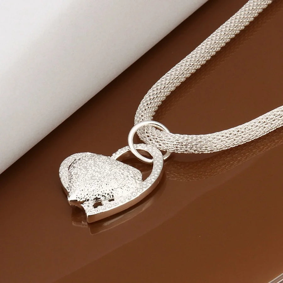 925 Sterling Silver Necklace Gorgeous Charm Fashion Heart Wedding Lady Love for Women Noble Luxury 18 Inches 45cm Jewelry