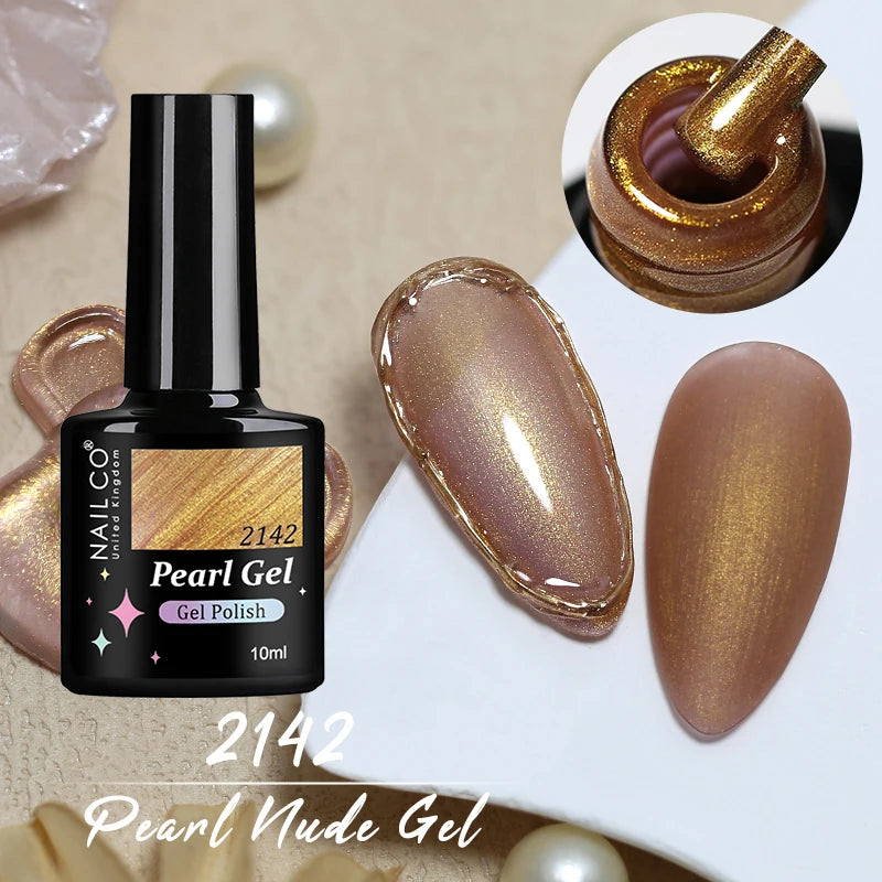 NAILCO 10ml Pearl Shell Color UV Gel Nail Polish Semi Permanent Golden Nail Art Gel Varnish Hybrid Nail Gel Polish Manicure Base