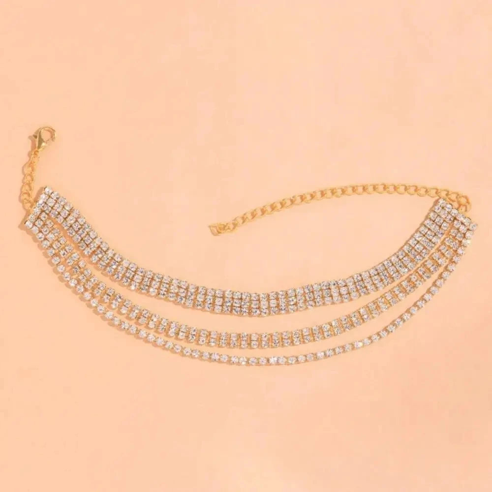 Stonefans Bling Layered Barefoot Anklet for Women Bracelets Jewelry Leg Rhinestone Foot Chain Summer Beach Jewelry Gifts Holiday