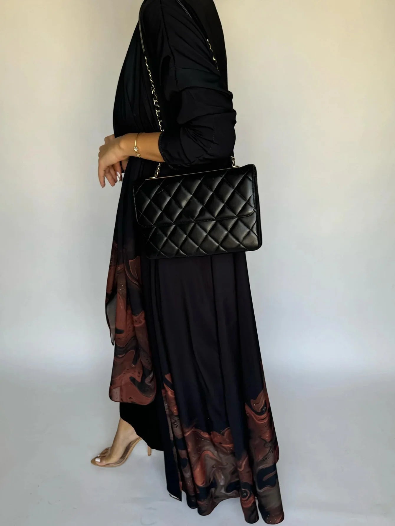 Middle Eastern Loose Open Front Abaya Muslim Full Sleeve Printed Abayas Turkey Kaftans Women Jilbabs Islamic Maxi Dresses