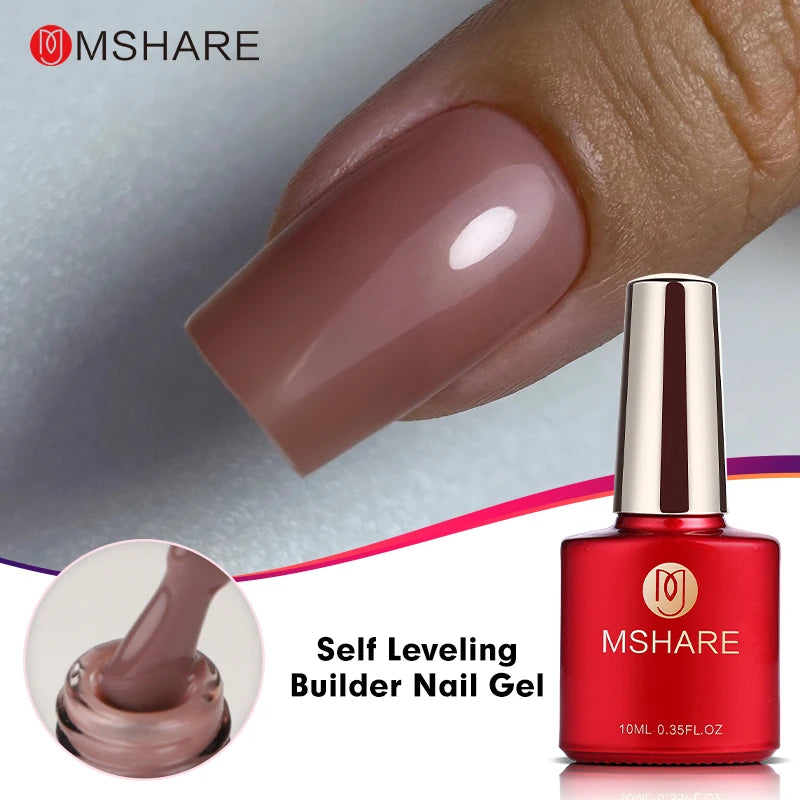 MSHARE Beige Pink Self Leveling Gel Manicure for Finger Nail Extensions Varnish Clear Lacquer Quick Building Diy at Home