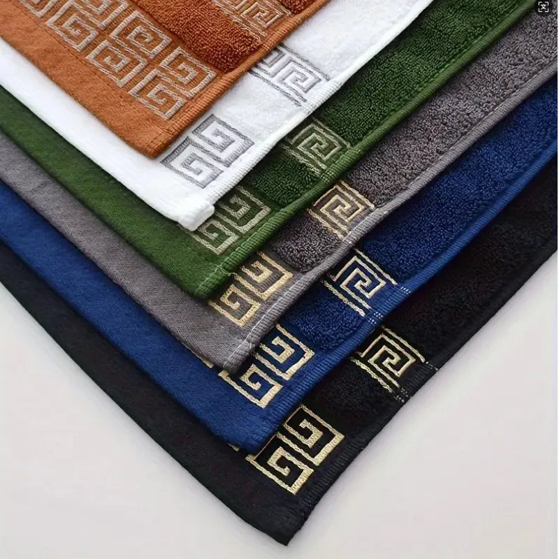 Bath Towels Cotton 140x70cm, Large Bathroom Thick Shower Towel Cover, Embroidered Gift Sport Blue White Brown Black Green Grey