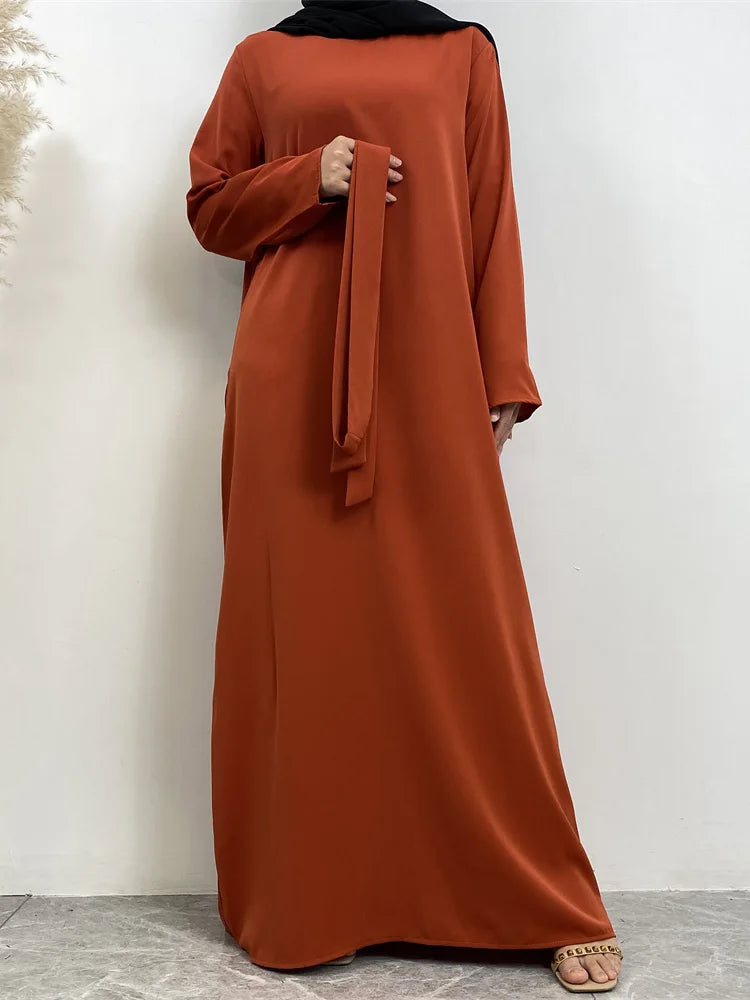 Hot Selle Muslim Woman Abaya With Pockets Islamic Casual And Simple Long Dresses Moroccan Caftan Woman Dubai Abaya Ramadan Black