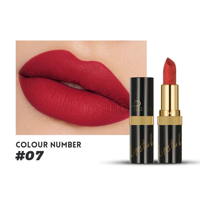 Pudaier Velvet Matte Lipstick - 10 Vibrant Colors, Moisturizing & Waterproof, Long-Lasting Nude Perfect Everyday Gift