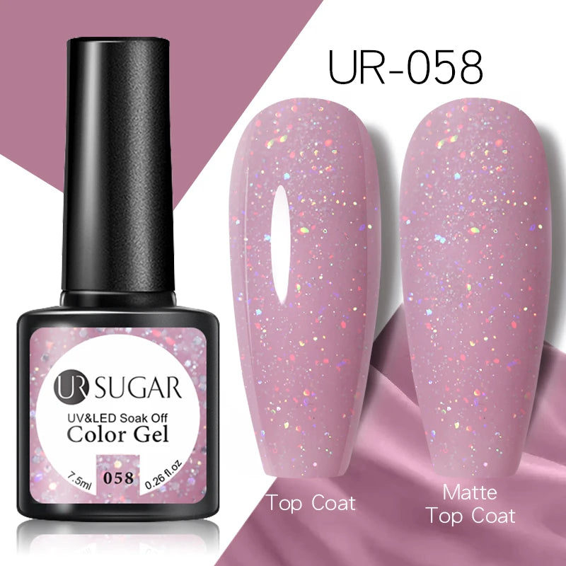 UR SUGAR 7.5ml Rose Glitter Solid Color Gel Nail Polish Jelly Nude Pink Semi Permanent DIY Nail Art UV LED Soak Off Gel