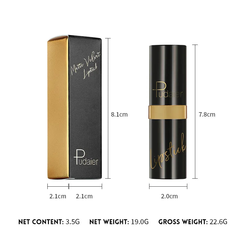 Pudaier Velvet Matte Lipstick - 10 Vibrant Colors, Moisturizing & Waterproof, Long-Lasting Nude Perfect Everyday Gift