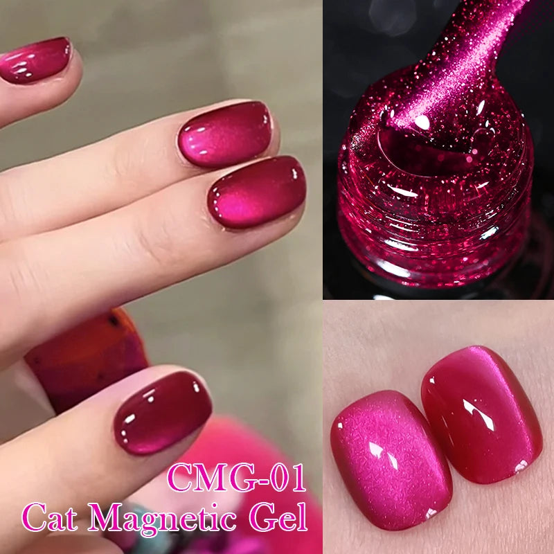 BORN PRETTY Sparkling Glass Bead Cat Magnetic Gel Nail Polish Flash White Spar Red Color Semi Permanent Soak Off UV Gel Varnish