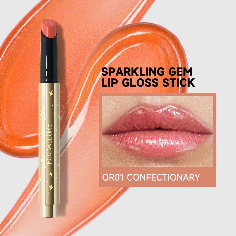 FOCALLURE Pearlescent Lip Glosses Stick Moisturizing Long Lasting Sexy Sparkling Lip Balms Shimmer Lipstick Pen Makeup Cosmetics