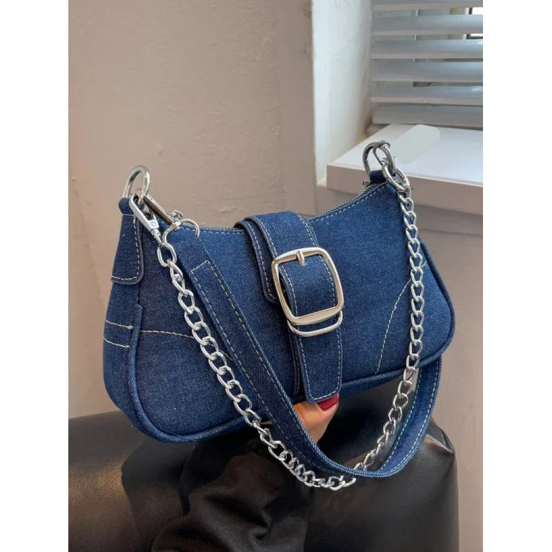 Women's new fashion Cross-shoulder bag shoulder denim bag small design Y2K exquisite jeans bag
