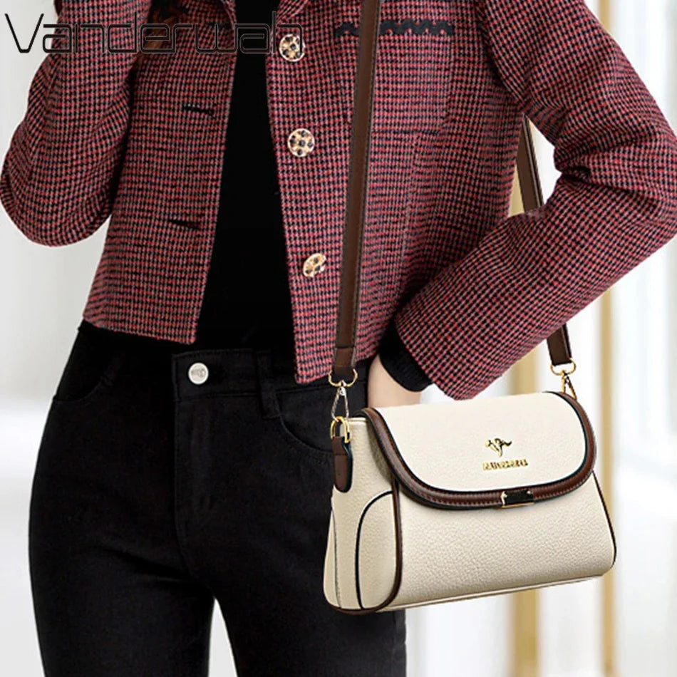 Solid Color High Quality Leather Small Shoulder Bagsfor Women 2025 New Messenger Bags with StrapDesigner Crossbody Bag Sac AMain