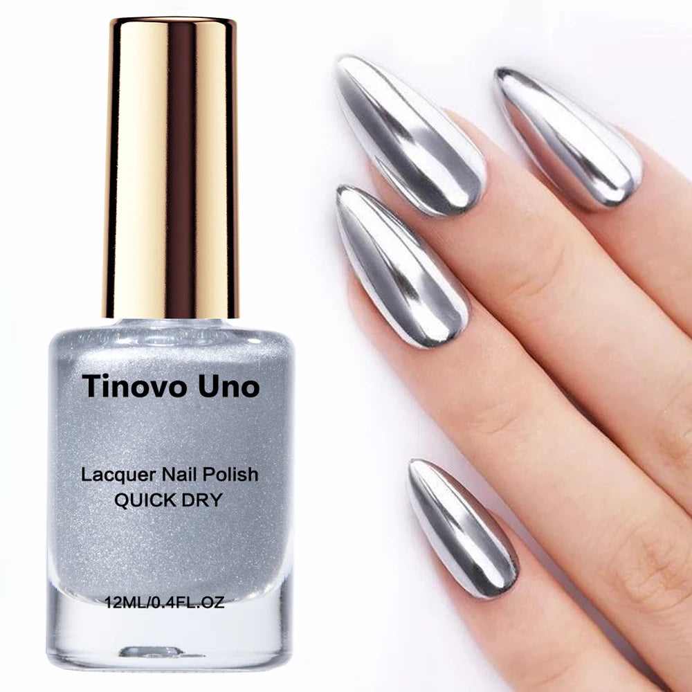 Tinovo Uno Metallic Blue Nail Polish Normal Regular Nail Lacquer Mirror Shine Finish Base Coat Top Oil Manicure Nail Supplies