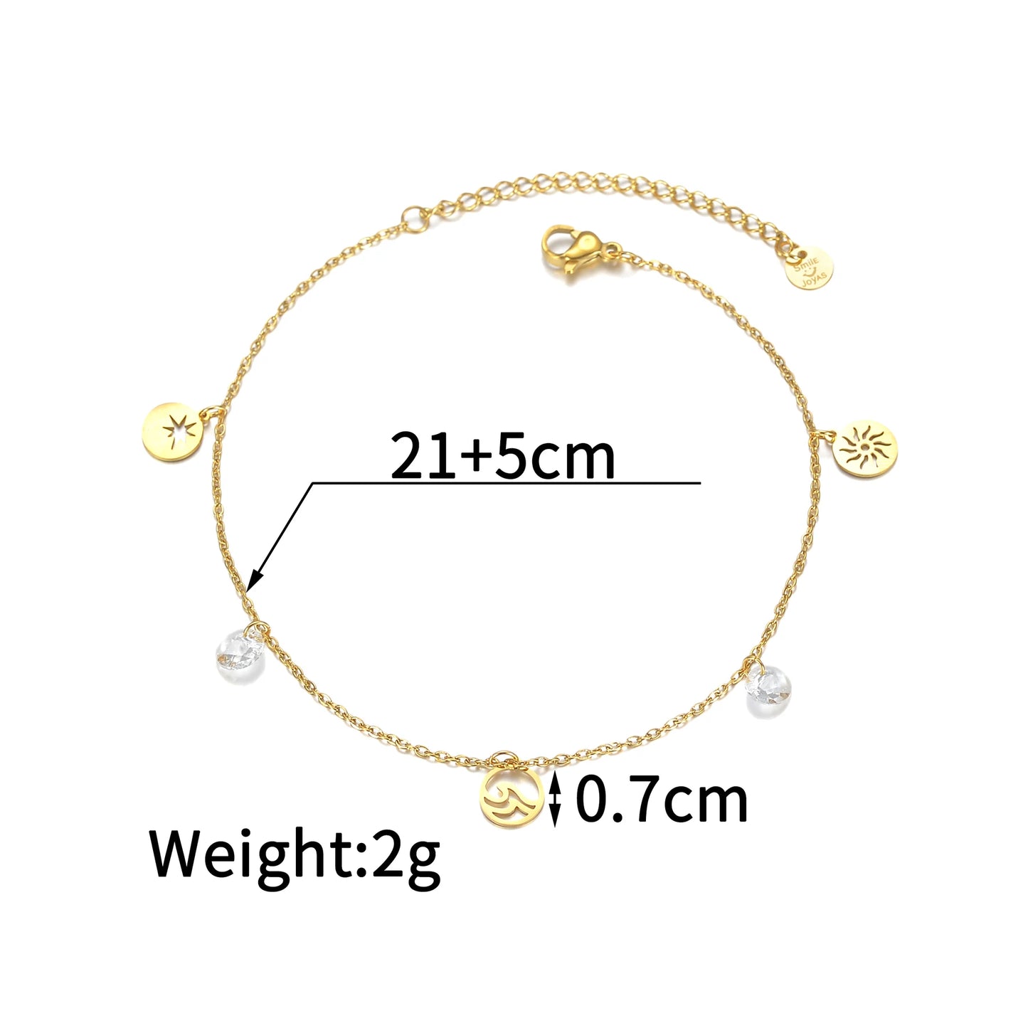 UZone Fashion Bead Pendant Ankle Chain Bracelet On Leg Foot Stainless Steel Adjustable Charm Feet Chain for Women Jelwery Gift
