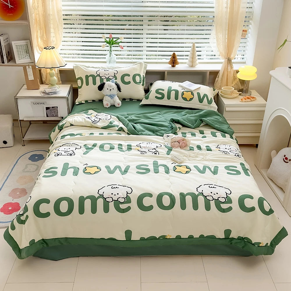 YanYangTian Summer Blanket Ice Silk Cooling Quilt Breathable Lightweight Skin-Friendly Minimalist Style Machine Washable Bedding