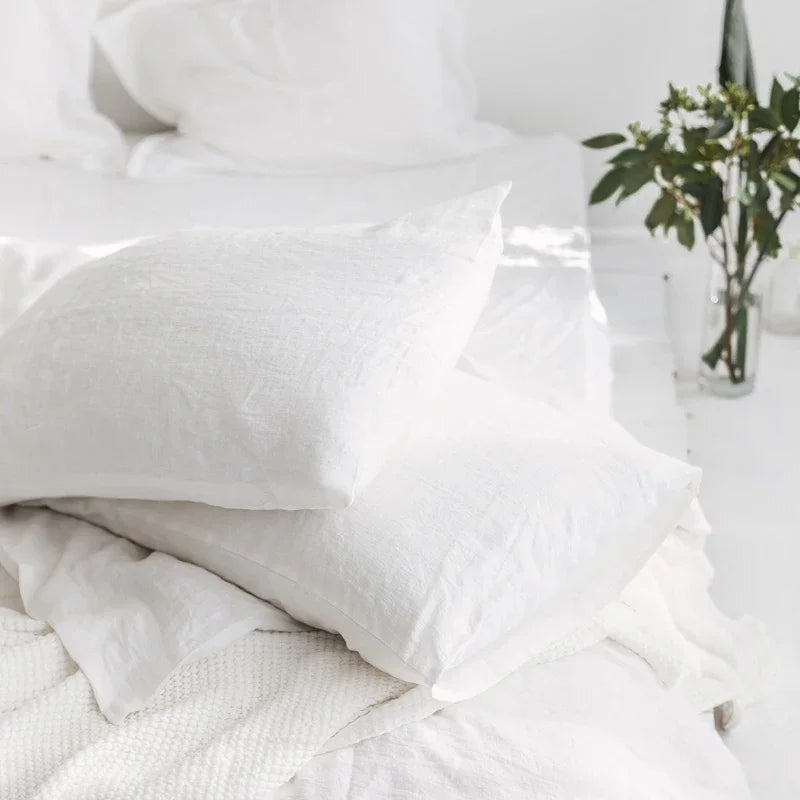 100% Linen Pillowcases, No Insert, Washed Flax Pillow Cases with Envelope Closure, Luxurious Breathable Comfy Pillow Shams