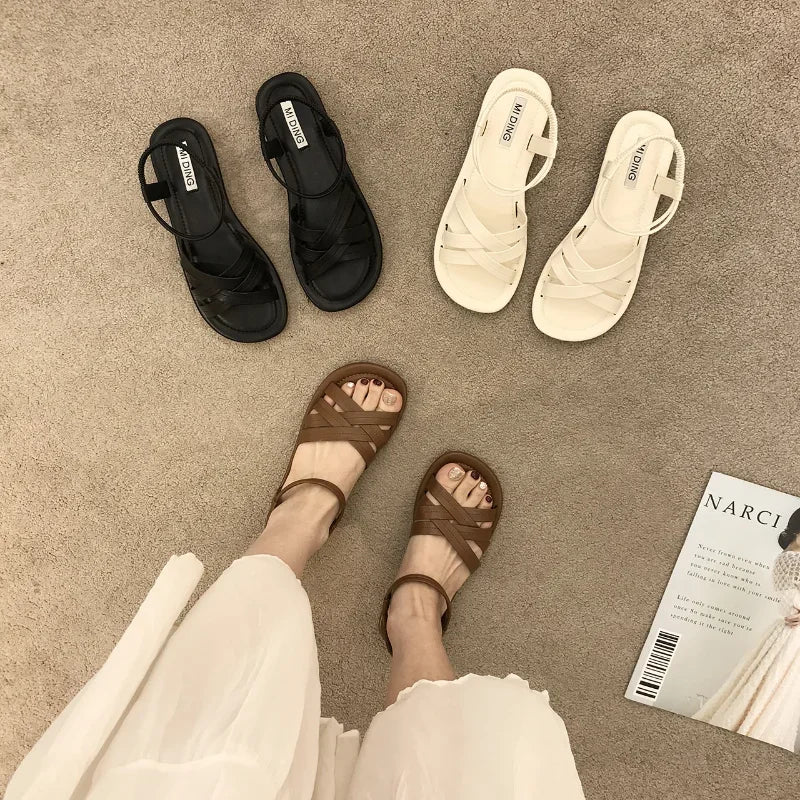 Women Sandals Classics Ankle Strap Summer Sandals Flat Shoes for Women Soft Sole Flats Sandalias Mujer Casual Summer Footwear