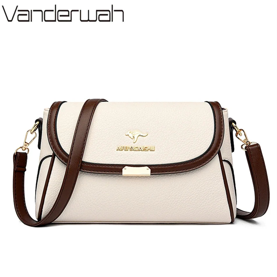 Solid Color High Quality Leather Small Shoulder Bagsfor Women 2025 New Messenger Bags with StrapDesigner Crossbody Bag Sac AMain