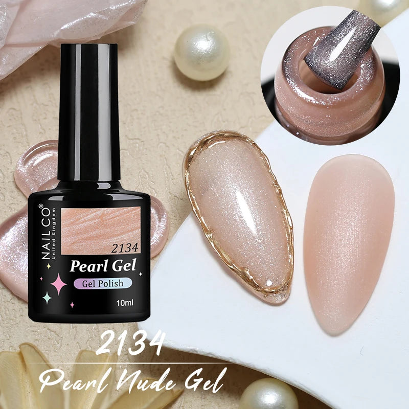 NAILCO 10ml Pearl Shell Color UV Gel Nail Polish Semi Permanent Golden Nail Art Gel Varnish Hybrid Nail Gel Polish Manicure Base
