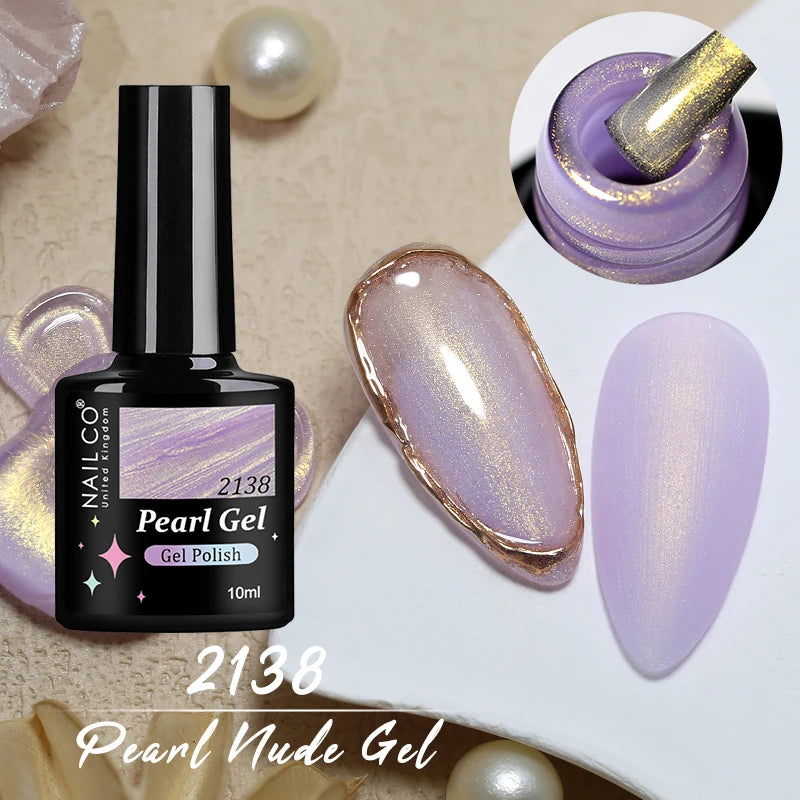 NAILCO 10ml Pearl Shell Color UV Gel Nail Polish Semi Permanent Golden Nail Art Gel Varnish Hybrid Nail Gel Polish Manicure Base